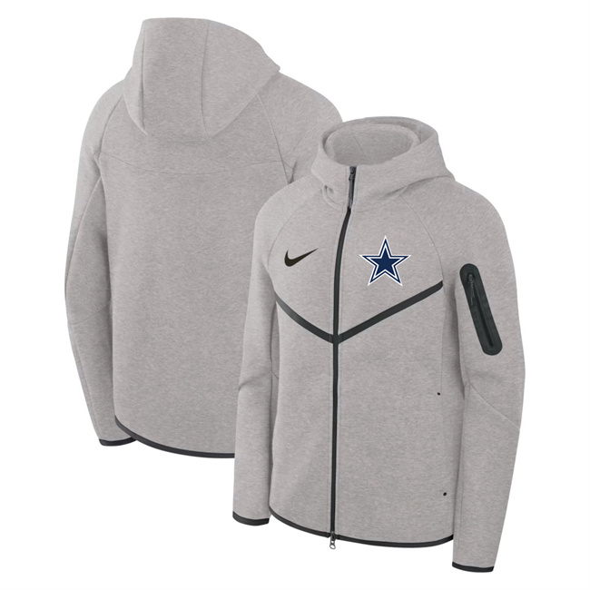 Men's Dallas Cowboys Gray Tech Fleece Full-Zip Windrunner Hoodie