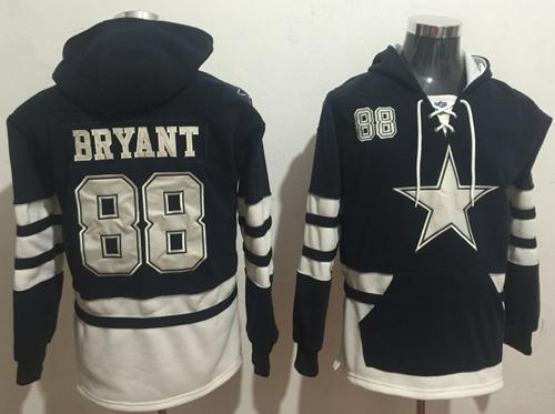 Nike Cowboys #88 Dez Bryant Navy Blue White Name & Number Pullover NFL Hoodie
