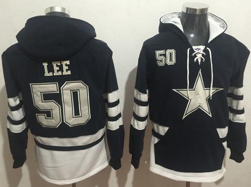 Nike Cowboys #50 Sean Lee Navy Blue White Name & Number Pullover NFL Hoodie
