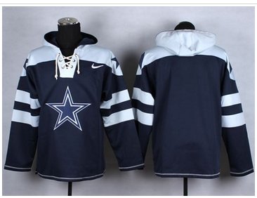 New Dallas Cowboys Blank Navy Blue Player Pullover NFL Hoodie