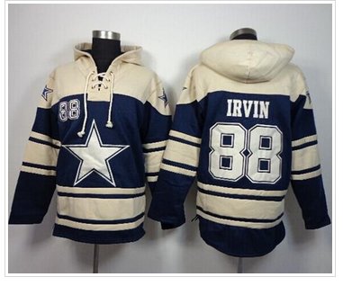 Dallas Cowboys #88 Michael Irvin Navy Blue Sawyer Hooded Sweatshirt NFL Hoodie