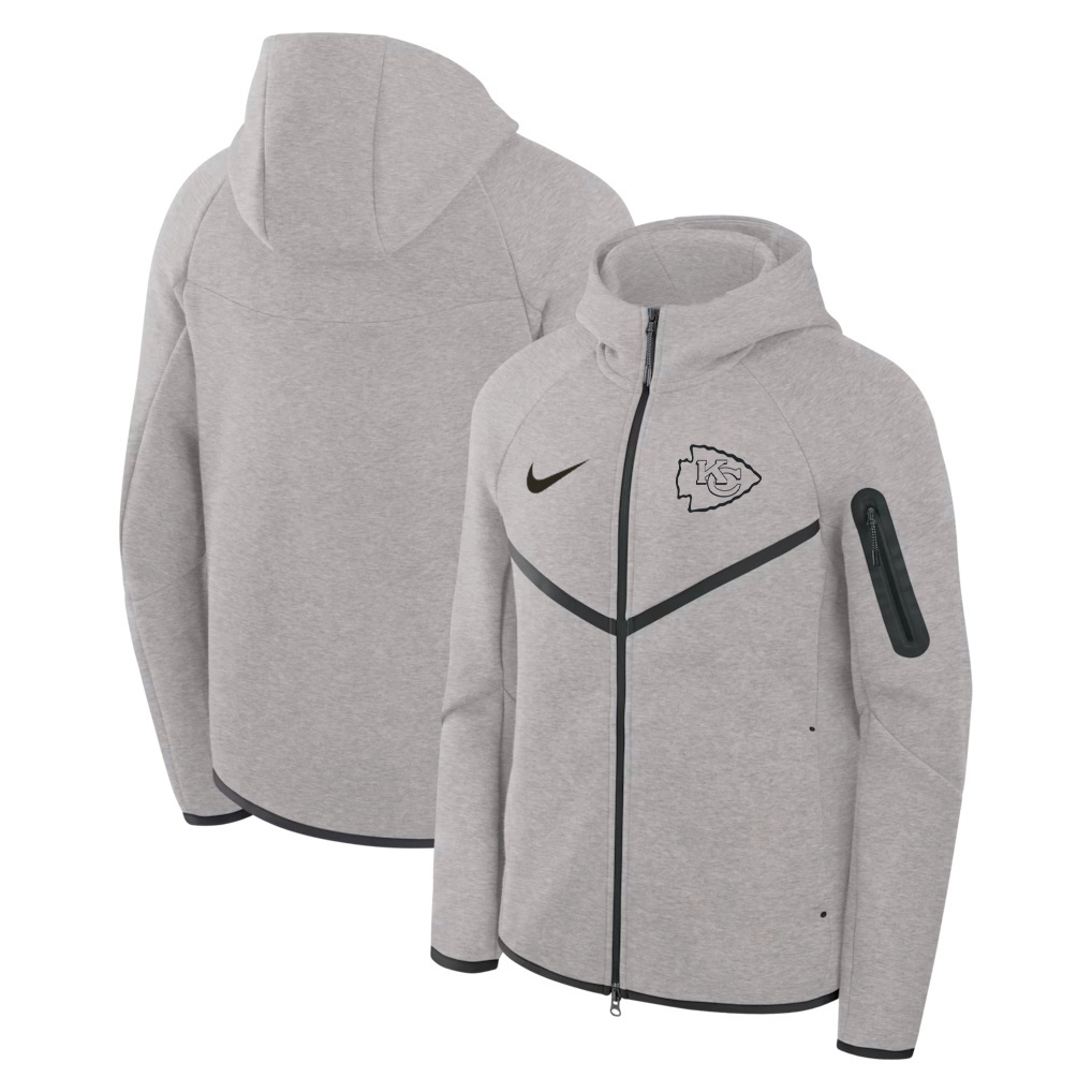 Men's Kansas City Chiefs Grey Tech Fleece Windrunner Full-Zip Hoodie