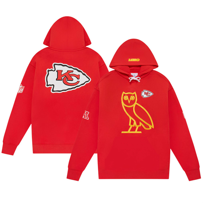 Men's Kansas City Chiefs Red OVO Scarlet Icon Team Pullover Hoodie