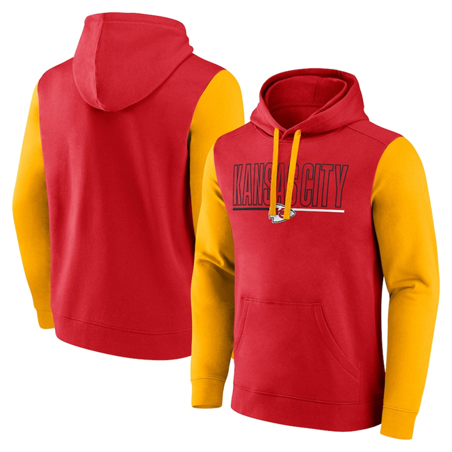 Men's Kansas City Chiefs Red Gold Outline Pullover Hoodie Men's Kansas City Chiefs Red Gold Outline Pullover Hoodie