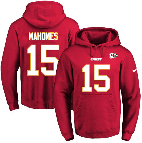 Nike Chiefs #15 Patrick Mahomes Red Name & Number Pullover NFL Hoodie Nike Chiefs #15 Patrick Mahomes Red Name & Number Pullover NFL Hoodie