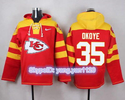 Nike Chiefs #35 Christian Okoye Red Player Pullover NFL Hoodie