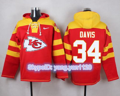 Nike Chiefs #34 Knile Davis Red Player Pullover NFL Hoodie