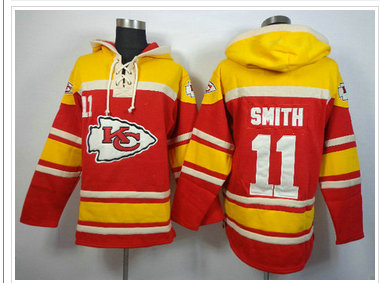 Kansas City Chiefs #11 Alex Smith Orange-Red Sawyer Hooded Sweatshirt Stitched Jersey