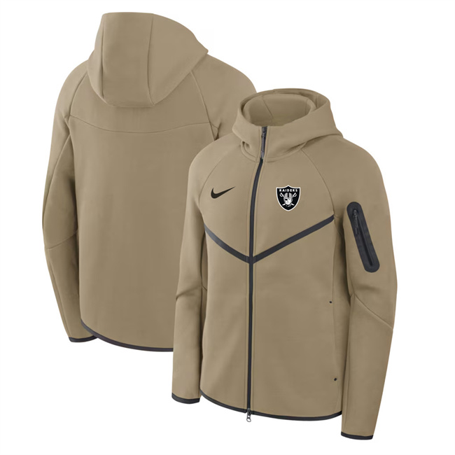 Men's Las Vegas Raiders Tan Tech Fleece Full-Zip Windrunner Hoodie