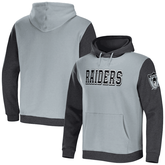 Men's Las Vegas Raiders X Darius Rucker Collection Gray Charcoal Colorblock Pullover Hoodie Men's Las Vegas Raiders X Darius Rucker Collection Gray Charcoal Colorblock Pullover Hoodie
