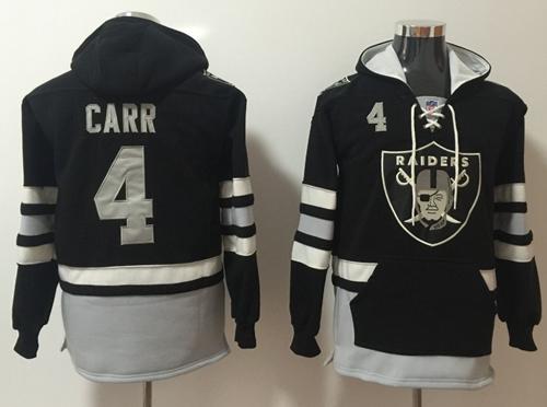 Nike Raiders #4 Derek Carr Black Grey Name & Number Pullover NFL Hoodie