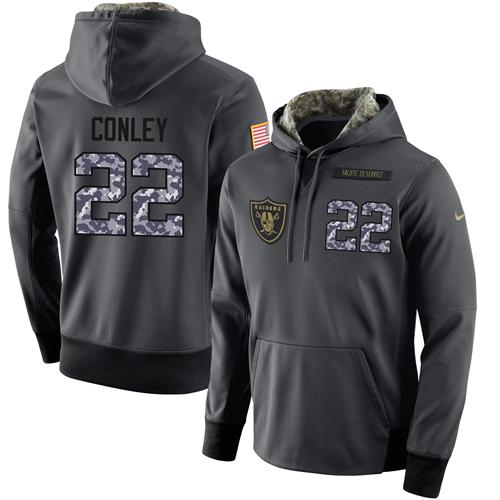 Men's Nike Oakland Raiders #22 Gareon Conley Stitched Black Anthracite Salute to Service Player Performance Hoodie