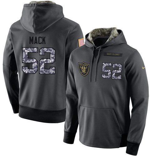 NFL Men's Nike Oakland Raiders #52 Khalil Mack Stitched Black Anthracite Salute to Service Player Performance Hoodie NFL Men's Nike Oakland Raiders #52 Khalil Mack Stitched Black Anthracite Salute to Service Player Performance Hoodie