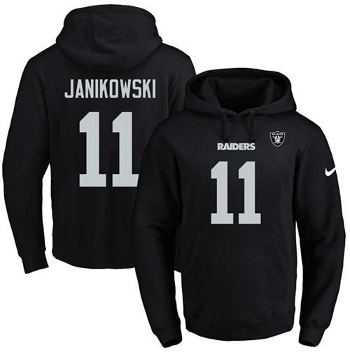 Google Jerseys Nike Raiders #11 Sebastian Janikowski Black Name & Number Pullover NFL Hoodie