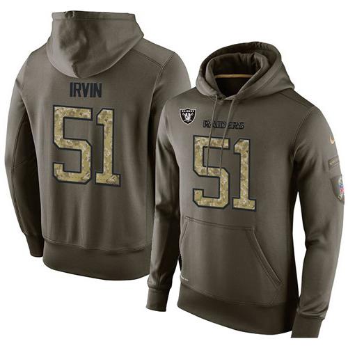 NFL Men's Nike Oakland Raiders #51 Bruce Irvin Stitched Green Olive Salute To Service KO Performance Hoodie NFL Men's Nike Oakland Raiders #51 Bruce Irvin Stitched Green Olive Salute To Service KO Performance Hoodie