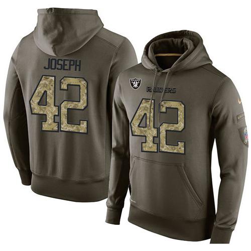 NFL Men's Nike Oakland Raiders #42 Karl Joseph Stitched Green Olive Salute To Service KO Performance Hoodie NFL Men's Nike Oakland Raiders #42 Karl Joseph Stitched Green Olive Salute To Service KO Performance Hoodie
