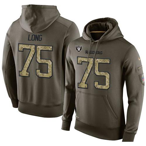 NFL Men's Nike Oakland Raiders #75 Howie Long Stitched Green Olive Salute To Service KO Performance Hoodie NFL Men's Nike Oakland Raiders #75 Howie Long Stitched Green Olive Salute To Service KO Performance Hoodie