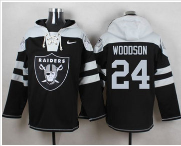Nike Oakland Raiders #24 Charles Woodson Black Player Pullover NFL Hoodie Nike Oakland Raiders #24 Charles Woodson Black Player Pullover NFL Hoodie
