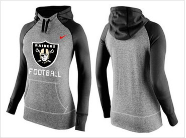 Women Nike Oakland Raiders Performance Hoodie Grey & Black_1