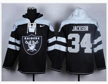 NEW Raiders #34 Bo Jackson Black Player Pullover NFL Hoodie