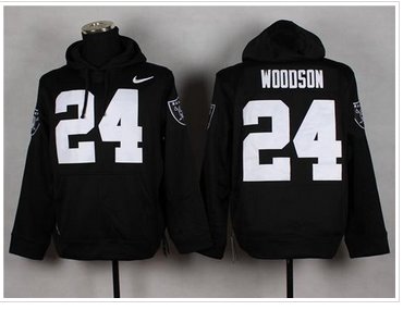 Oakland Raiders #24 Charles Woodson Black Pullover NFL Hoodie