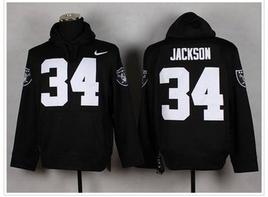 Oakland Raiders #34 Bo Jackson Black Pullover NFL Hoodie
