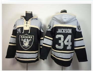 Oakland Raiders #34 Bo Jackson Black Sawyer Hooded Sweatshirt NFL Hoodie Oakland Raiders #34 Bo Jackson Black Sawyer Hooded Sweatshirt NFL Hoodie