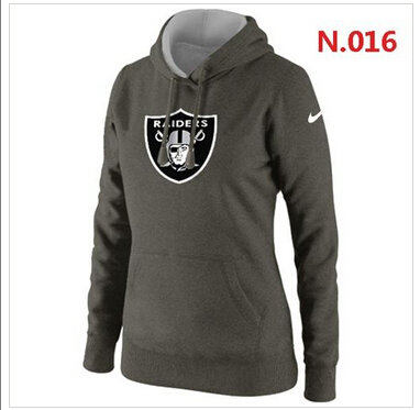 Women's Oakland Raiders Logo Pullover Hoodie Dark Grey