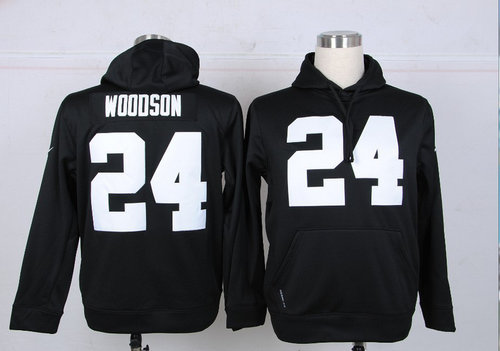 Oakland Raiders 24 Charles Woodson Pullover Hoodie Black