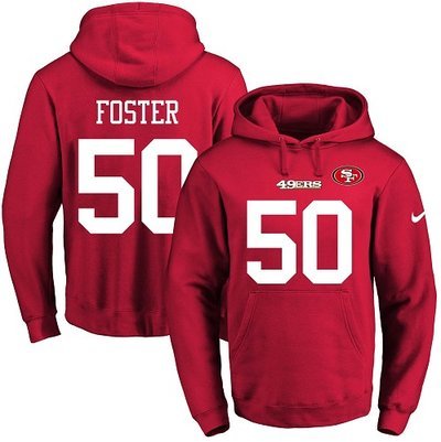 Nike 49ers #50 Reuben Foster Red Name & Number Pullover NFL Hoodie