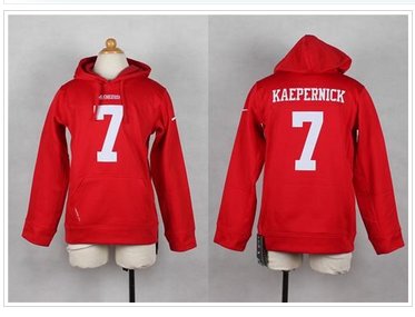 NEW 49ers #7 Colin Kaepernick Red Youth Pullover NFL Hoodie
