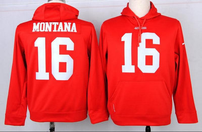 San Francisco 49ers 16 Joe Montana Pullover Hoodie Red