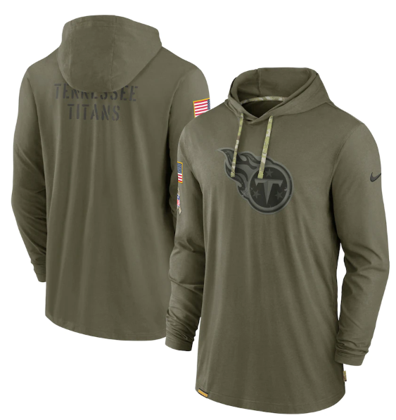Men's Tennessee Titans 2022 Olive Salute To Service Tonal Pullover Hoodie