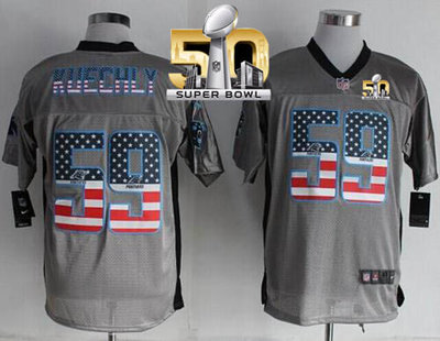 Nike Panthers #59 Luke Kuechly Grey Super Bowl 50 Men's Stitched NFL Elite USA Flag Fashion Jersey Nike Panthers #59 Luke Kuechly Grey Super Bowl 50 Men's Stitched NFL Elite USA Flag Fashion Jersey