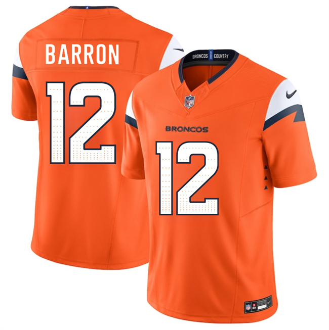 Men's Denver Broncos #12 Jahdae Barron Orange 2025 Draft F.U.S.E. Vapor Limited Stitched Football Jersey Men's Denver Broncos #12 Jahdae Barron Orange 2025 Draft F.U.S.E. Vapor Limited Stitched Football Jersey