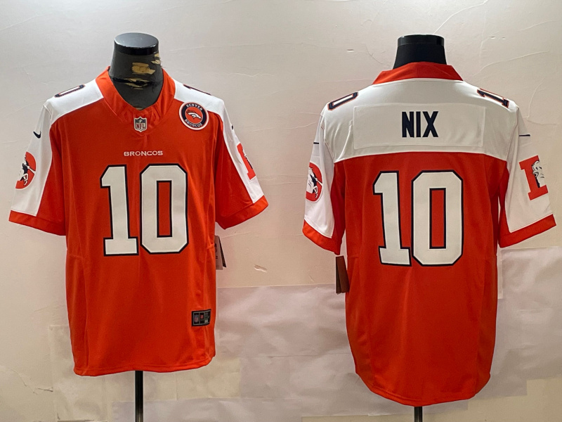 Men's Denver Broncos #10 Bo Nix Orange 2024 F.U.S.E. Throwback Vapor Limited Alternate Stitched Football Jersey 1 Men's Denver Broncos #10 Bo Nix Orange 2024 F.U.S.E. Throwback Vapor Limited Alternate Stitched Football Jersey 1