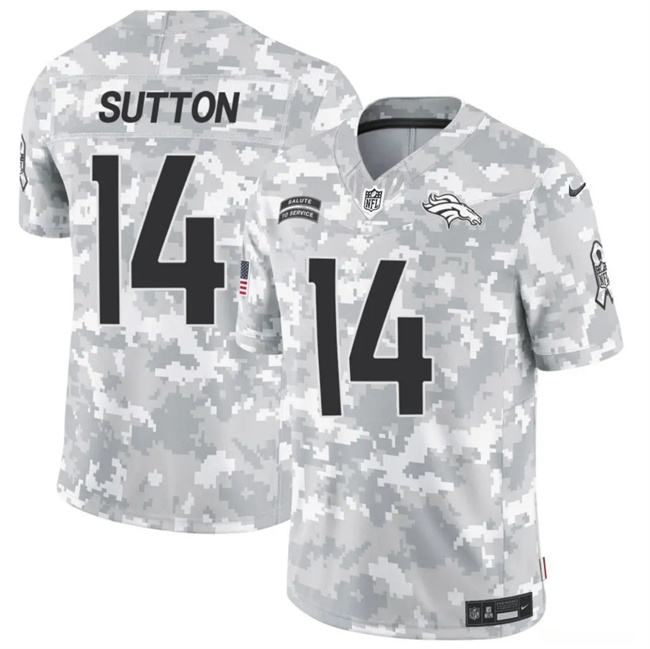 Men's Denver Broncos #14 Courtland Sutton 2024 F.U.S.E Arctic Camo Salute To Service Limited Stitched Football Jersey Men's Denver Broncos #14 Courtland Sutton 2024 F.U.S.E Arctic Camo Salute To Service Limited Stitched Football Jersey