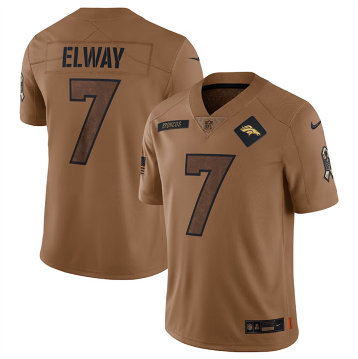 Men's Denver Broncos #7 John Elway 2023 Brown Salute To Service Limited Stitched Football Jersey Men's Denver Broncos #7 John Elway 2023 Brown Salute To Service Limited Stitched Football Jersey