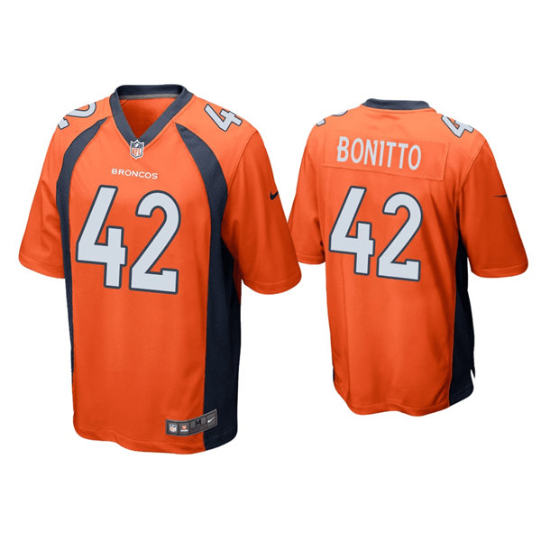 Men's Denver Broncos #42 Nik Bonitto Orange Game Stitched JerseyS Men's Denver Broncos #42 Nik Bonitto Orange Game Stitched JerseyS