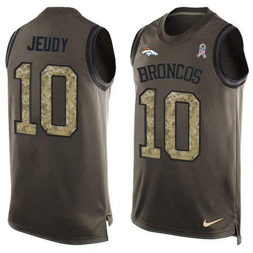 Nike Broncos #10 Jerry Jeudy Green Men's Stitched NFL Limited Salute To Service Tank Top Jersey Nike Broncos #10 Jerry Jeudy Green Men's Stitched NFL Limited Salute To Service Tank Top Jersey