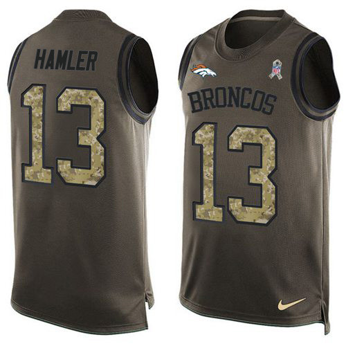Nike Broncos #13 KJ Hamler Green Men's Stitched NFL Limited Salute To Service Tank Top Jersey