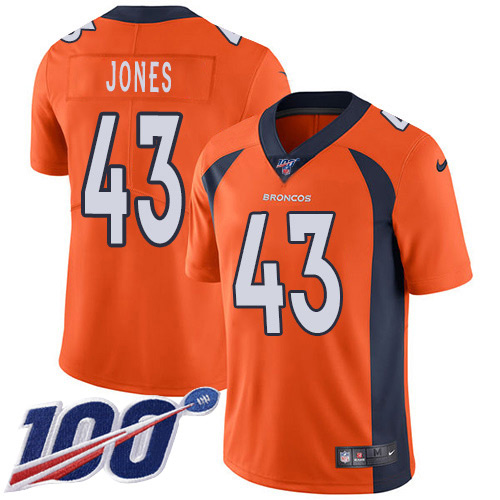 Nike Broncos #43 Joe Jones Orange Team Color Men's Stitched NFL 100th Season Vapor Untouchable Limited Jersey Nike Broncos #43 Joe Jones Orange Team Color Men's Stitched NFL 100th Season Vapor Untouchable Limited Jersey