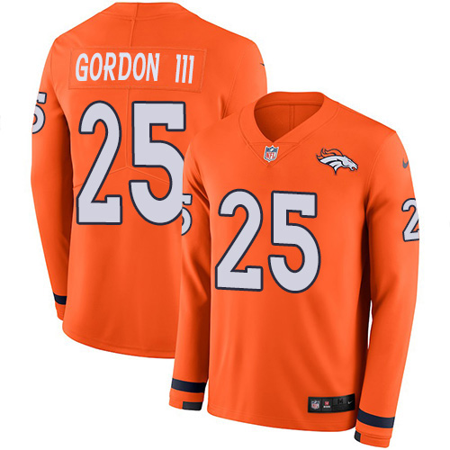 Nike Broncos #25 Melvin Gordon III Orange Team Color Men's Stitched NFL Limited Therma Long Sleeve Jersey Nike Broncos #25 Melvin Gordon III Orange Team Color Men's Stitched NFL Limited Therma Long Sleeve Jersey