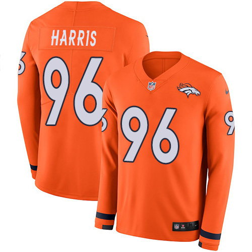 Nike Broncos #96 Shelby Harris Orange Team Color Men's Stitched NFL Limited Therma Long Sleeve Jersey Nike Broncos #96 Shelby Harris Orange Team Color Men's Stitched NFL Limited Therma Long Sleeve Jersey