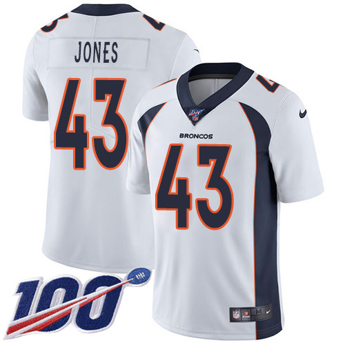 Nike Broncos #43 Joe Jones White Men's Stitched NFL 100th Season Vapor Untouchable Limited Jersey Nike Broncos #43 Joe Jones White Men's Stitched NFL 100th Season Vapor Untouchable Limited Jersey