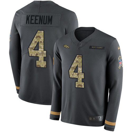 Nike Broncos #4 Case Keenum Anthracite Salute to Service Men's Stitched NFL Limited Therma Long Sleeve Jersey Nike Broncos #4 Case Keenum Anthracite Salute to Service Men's Stitched NFL Limited Therma Long Sleeve Jersey