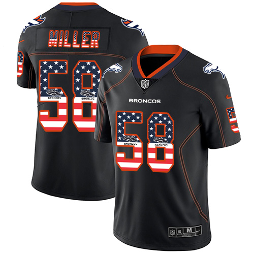 Nike Broncos #58 Von Miller Black Men's Stitched NFL Limited Rush USA Flag Jersey Nike Broncos #58 Von Miller Black Men's Stitched NFL Limited Rush USA Flag Jersey