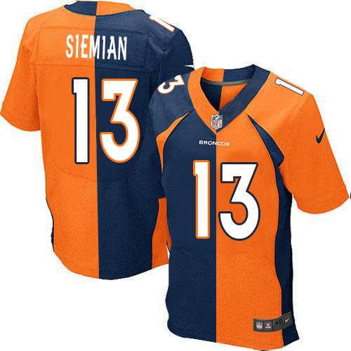 Nike Broncos #13 Trevor Siemian Orange Navy Blue Men's Stitched NFL Elite Split Jersey Nike Broncos #13 Trevor Siemian Orange Navy Blue Men's Stitched NFL Elite Split Jersey