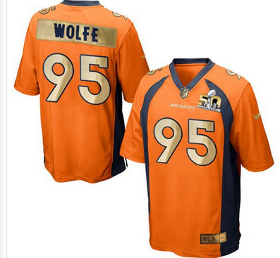 Nike Broncos #95 Derek Wolfe Orange Team Color Men's Stitched NFL Game Super Bowl 50 Collection Jersey