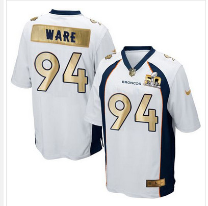 Nike Broncos #94 DeMarcus Ware White Men's Stitched NFL Game Super Bowl 50 Collection Jersey Nike Broncos #94 DeMarcus Ware White Men's Stitched NFL Game Super Bowl 50 Collection Jersey